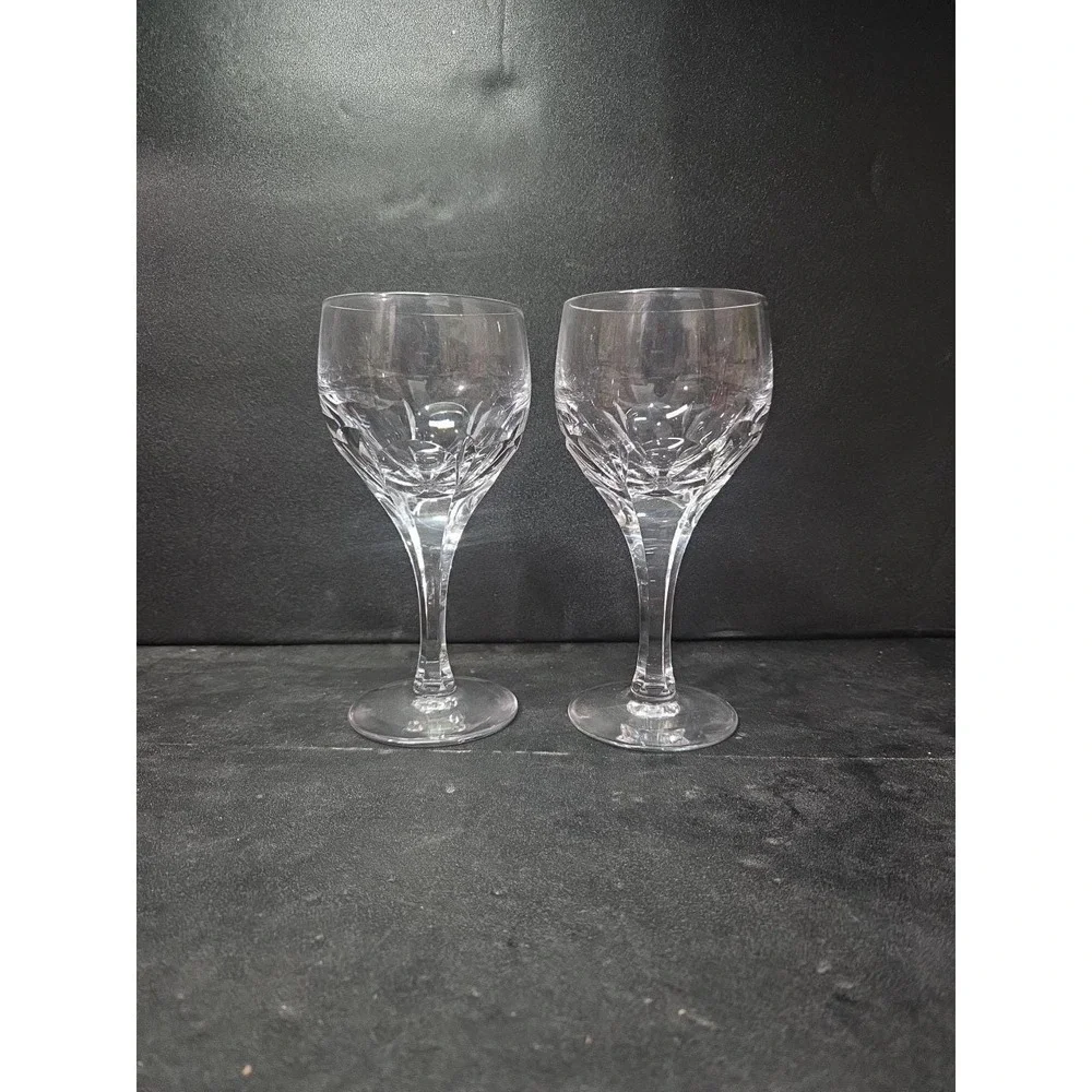 Atlantis Evora Panel Cut Crystal Glasses, Set of‎ 2, Water Glasses, Wine Glasses